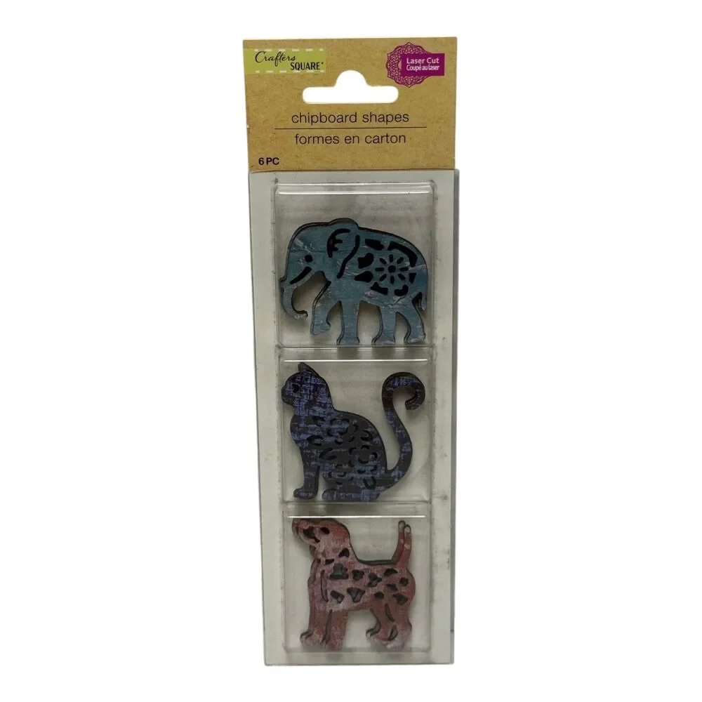Crafter's Square Laser Cut Chipboard Shapes Animal Craft Embellishments 5 Pack